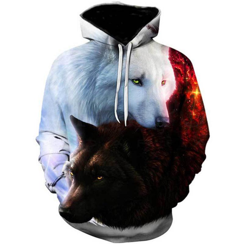 Men's Oversized 3D Wolf Graphic Hoodie - Image 5
