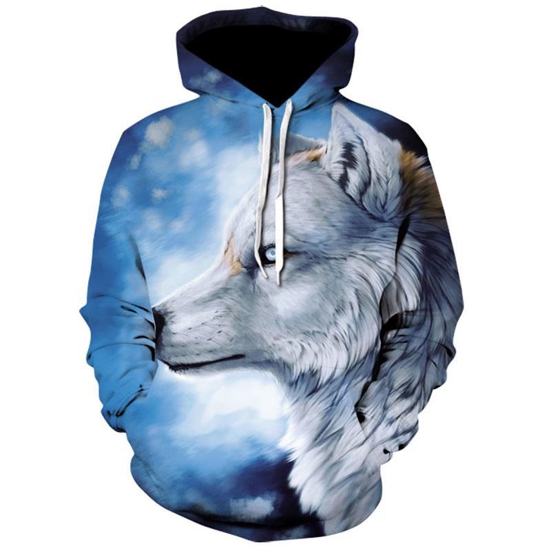 Men's Oversized 3D Wolf Graphic Hoodie - Image 4