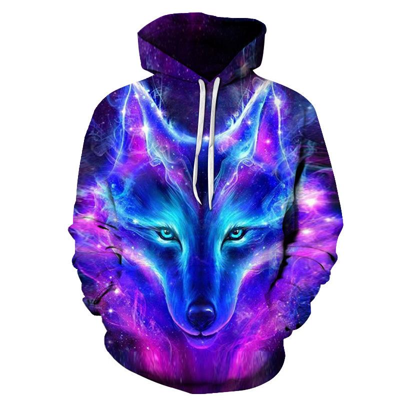 Men's Oversized 3D Wolf Graphic Hoodie - Image 3
