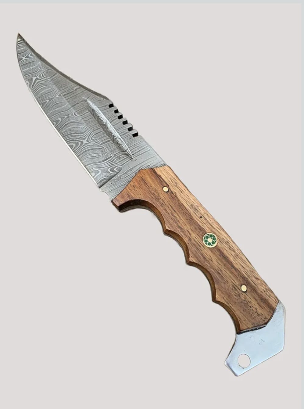 Handmade Damascus Steel Hunting & Survival Knife with Ergonomic Wooden Handle - Image 6