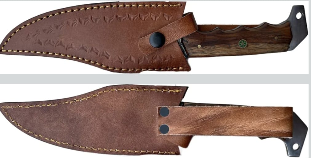 Handmade Damascus Steel Hunting & Survival Knife with Ergonomic Wooden Handle - Image 7