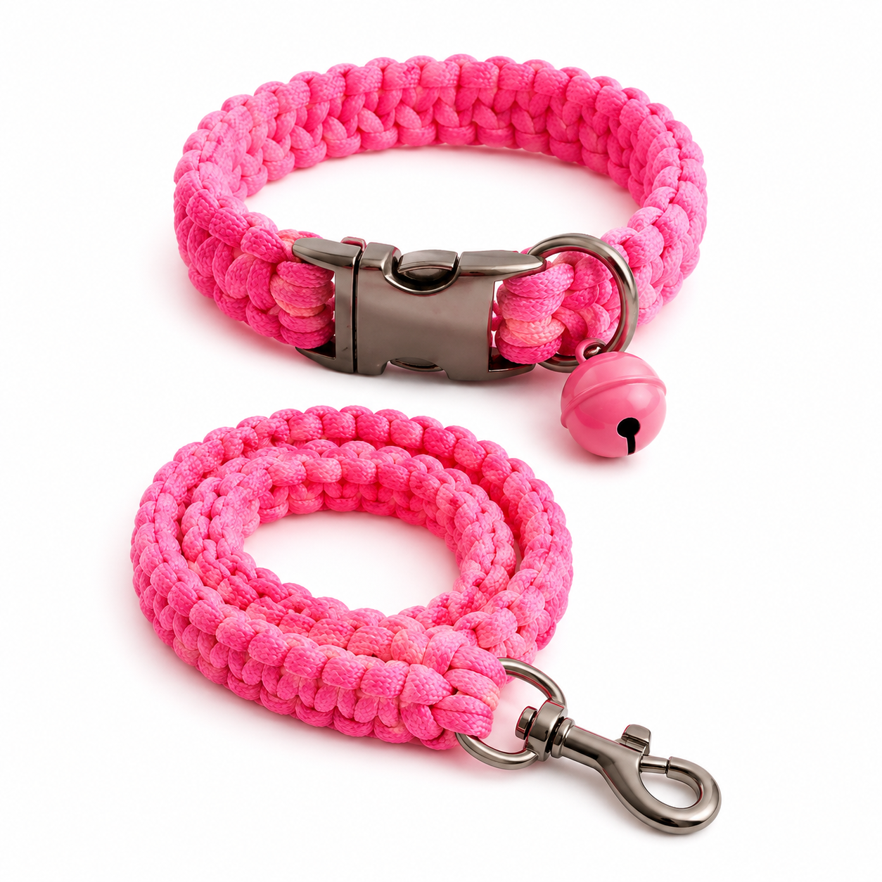 Handmade Paracord Bell Pet Collar With 5 FT Leash Set 6 Colors For Dog Cat - Image 2