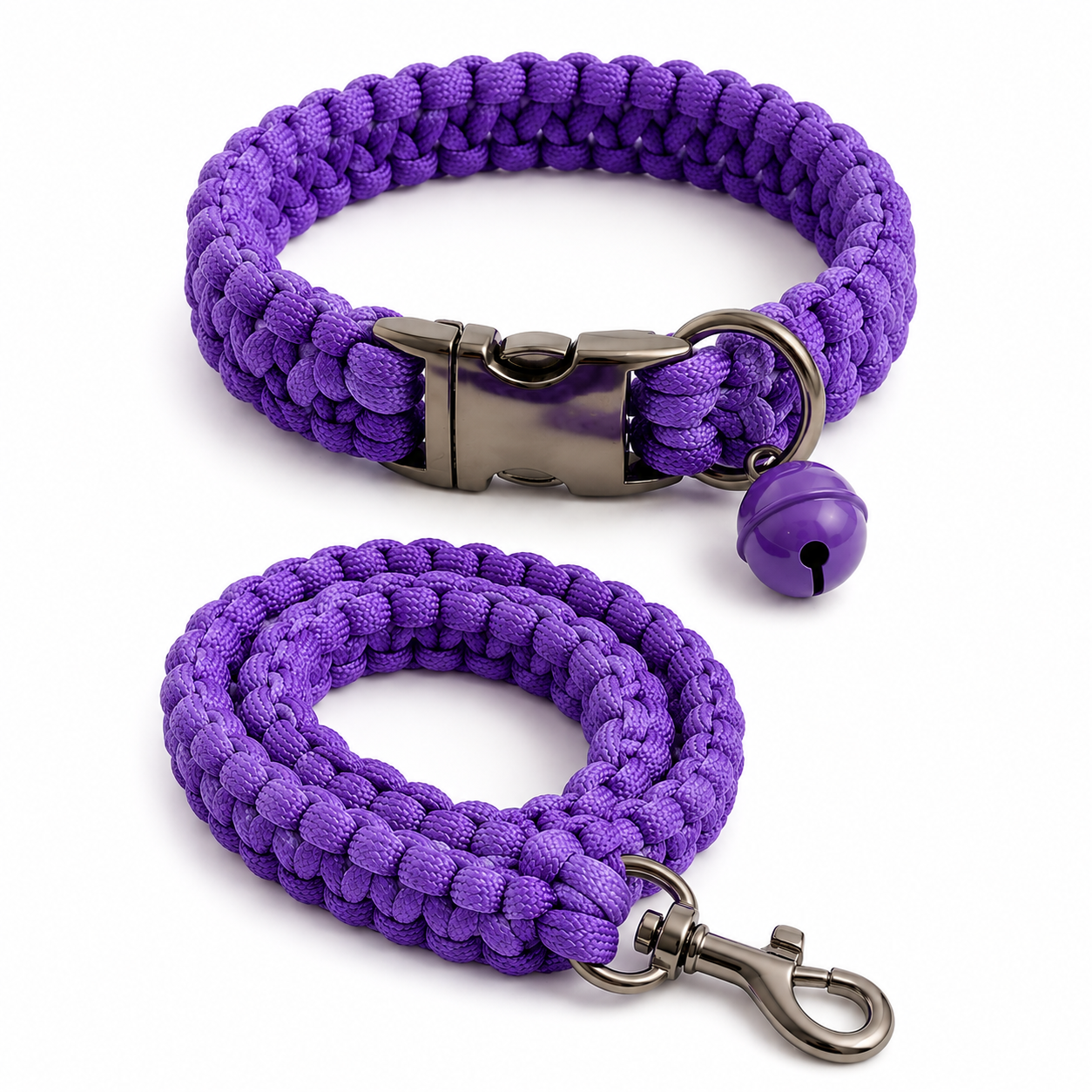 Handmade Paracord Bell Pet Collar With 5 FT Leash Set 6 Colors For Dog Cat - Image 4