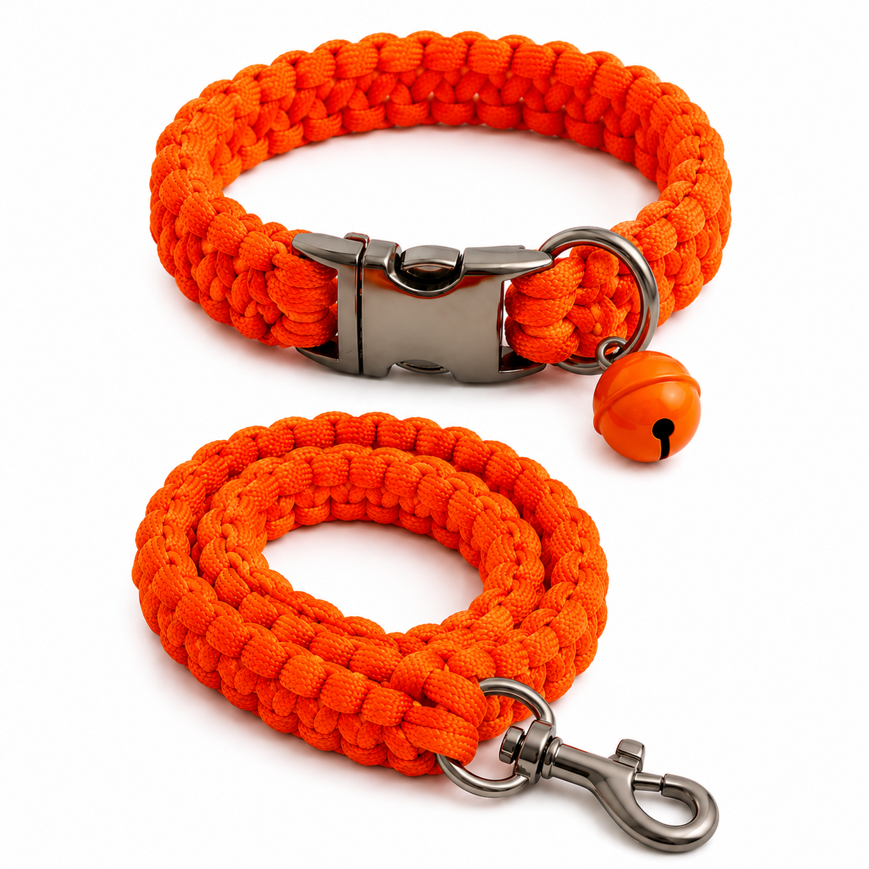 Handmade Paracord Bell Pet Collar With 5 FT Leash Set 6 Colors For Dog Cat - Image 6