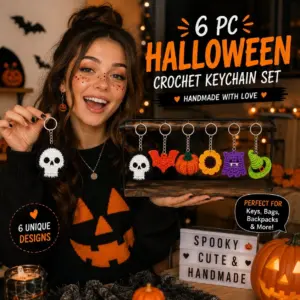 6 Pc Halloween Crochet Keychain Set